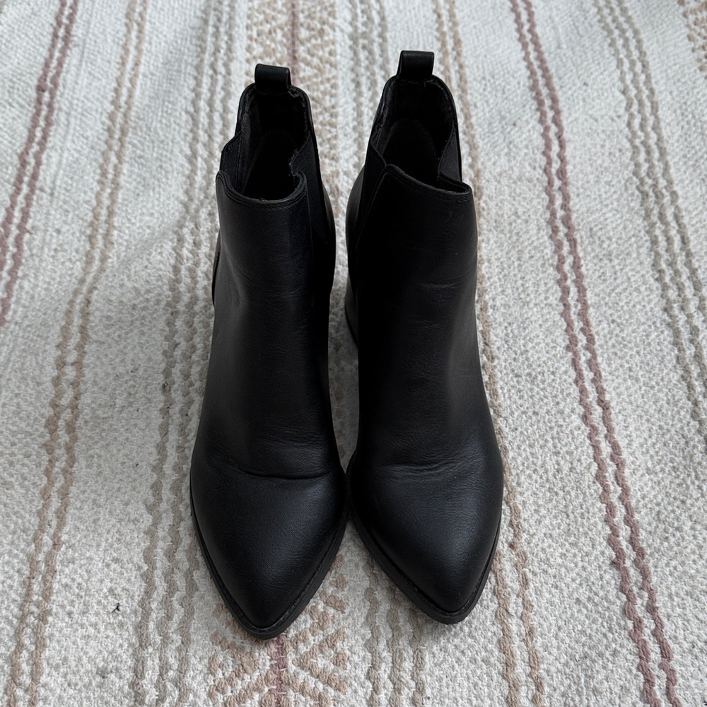 Sleek Black Leather Ankle Booties